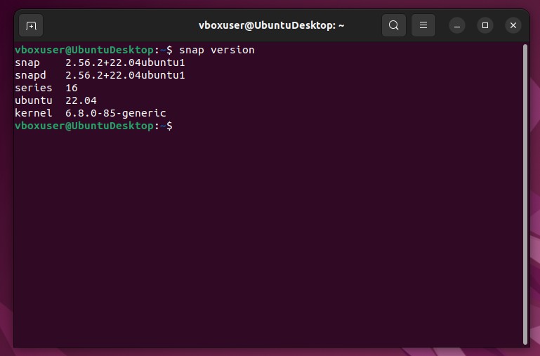 Output of snap version command