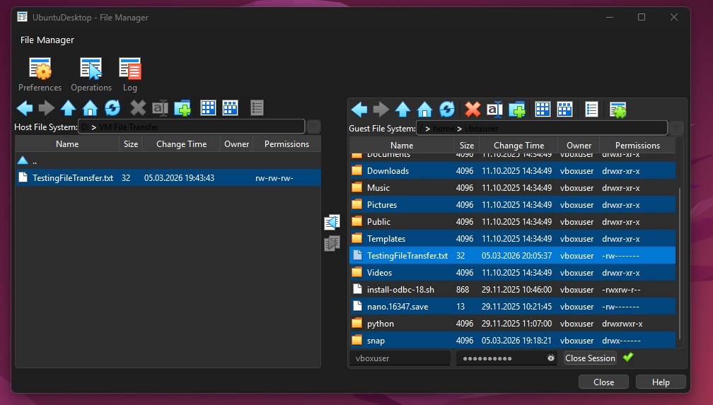 Transferred File Shown in Guest File System Panel