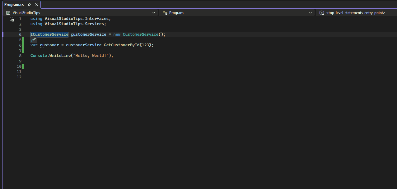 Using Go To Definition to Jump to Interface Definition