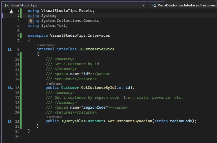 ICustomerService Interface