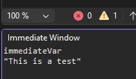 Value of variable printed to Immediate Window output.