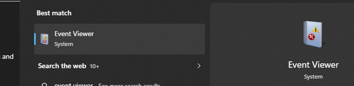 Event Viewer in Search Results